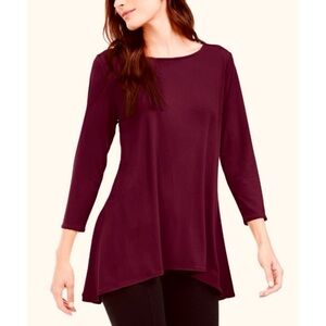 ALFANI • Deep Burgundy Solid Swing Blouse Top, S
